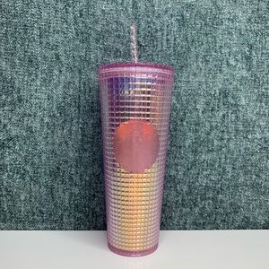 Starbucks Iridescent Pink Disco Grid Tumbler